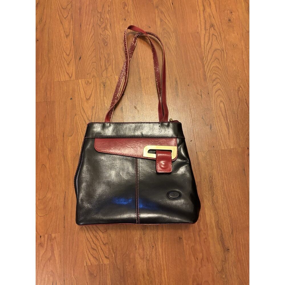 Vintage 90s Cuoieria Fiorentina Italy Black leather convertible purse back pack
